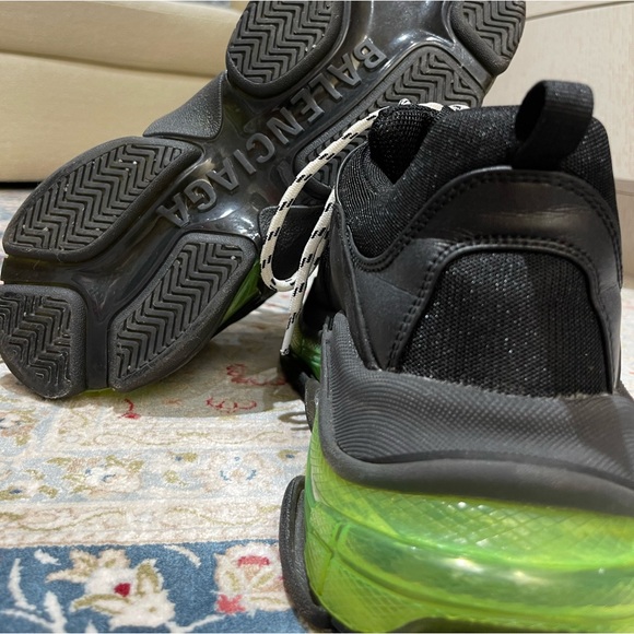Mens Balenciaga Triple S Clear Sole Sneakers black neon size 10 - Picture 5 of 10